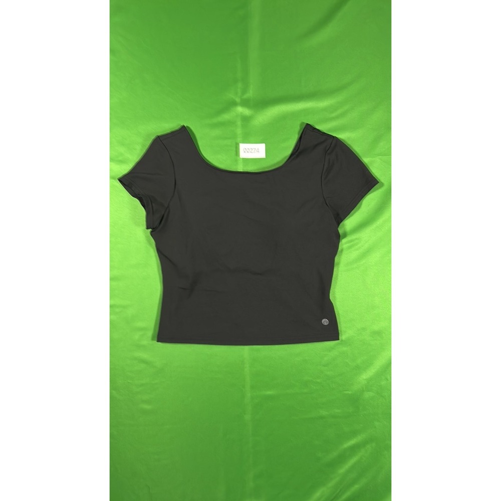 Apana Womens Black Activewear Scoop Neck T-Shirt Size M Athleisure Top